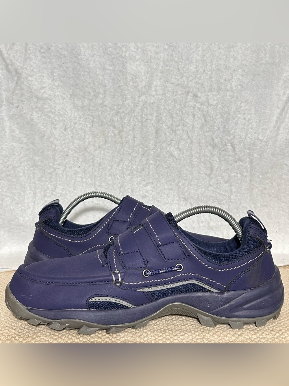 Omega Mens Blue Faux Leather Hook & Loop Strap Walking Sneakers Shoes SZ 10.5 D - Picture 7 of 11